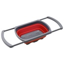 Silicone Over Sink Collapsible Strainer 39x26.5cm Red - Artigee