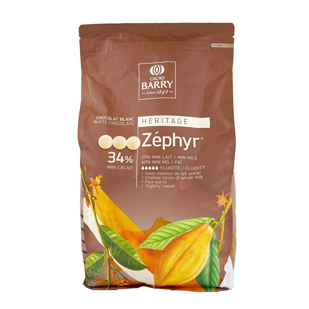 Zephyr 34% White Chocolate Couverture 5 kg - Cacao Barry