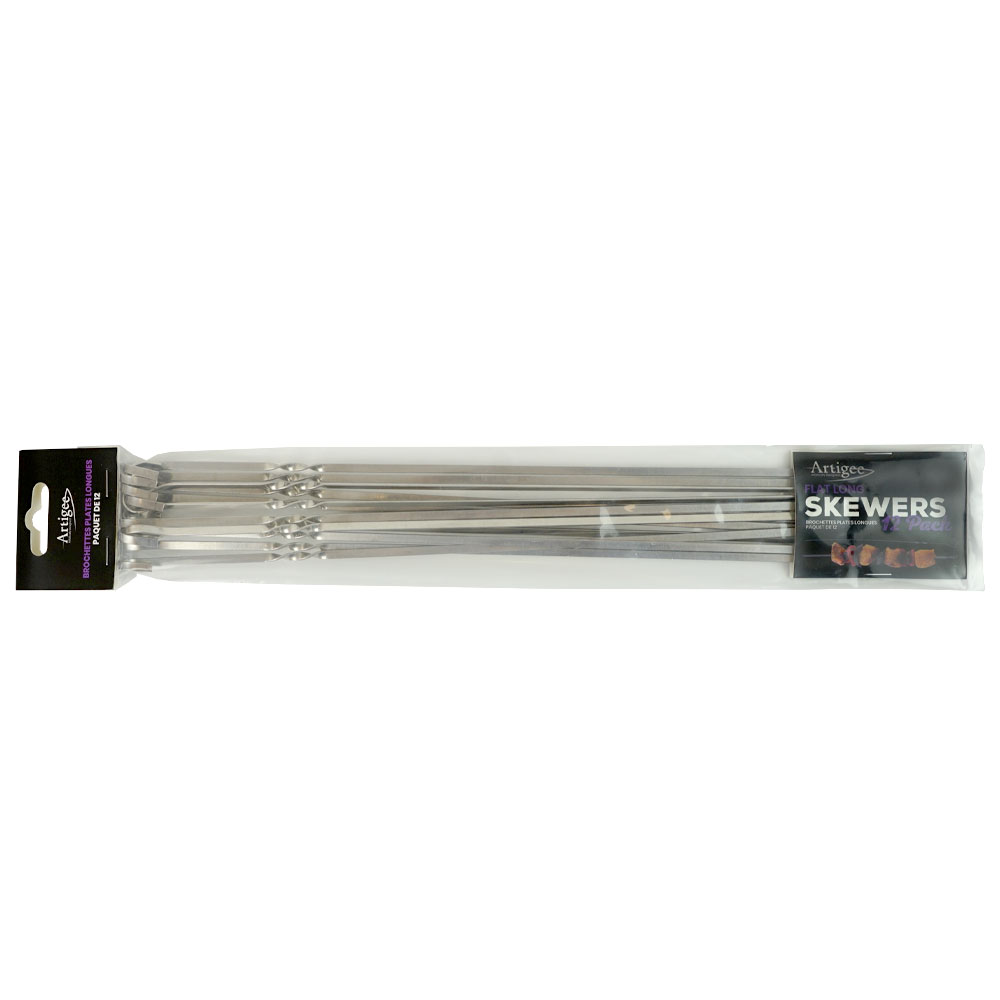 Brochettes plates longues pour barbecue, paquet de 12 1 pc Artigee