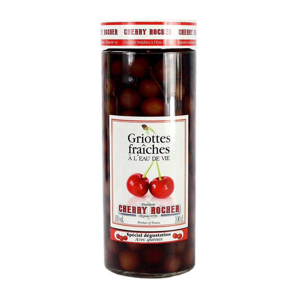 Cherries with Stem in Liquor. 1 L Cherry Rocher
