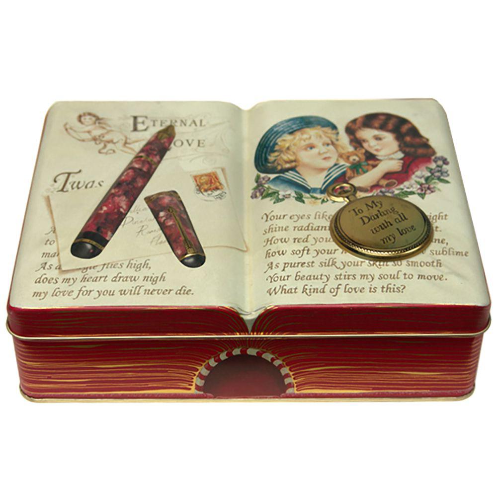 Large Book Eternal Love Empty ,- 1 tin - Silver Crane