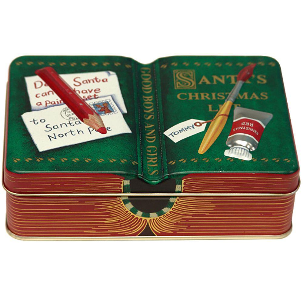 Small Book Santa List Empty- 1 tin - Silver Crane