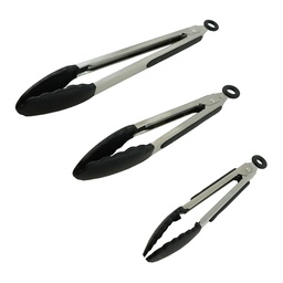 [ARTG-8027B] Tongs Silicone 7", 9", 12" Set Black - Artigee